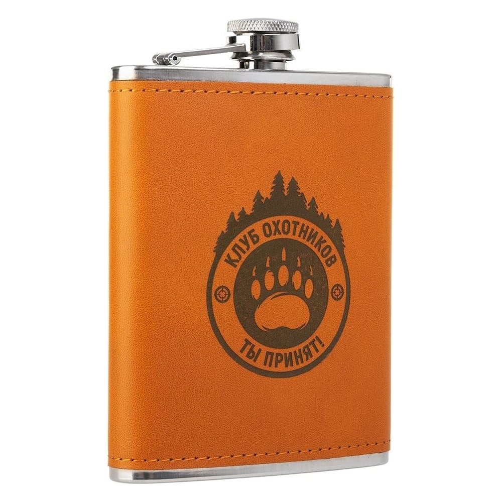 Изображение товара Фляжка Helios Клуб охотников 240 мл нержавеющая сталь коричневая BP-8