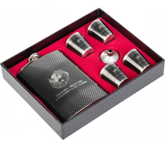 Изображение товара Набор Helios Сохраняйте спокойствие фляжка 270 мл + 4 стопки+воронка (HS-2021-A2) 00000317815