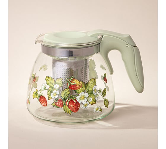 Изображение товара ЗАВАРОЧНЫЙ ЧАЙНИК С ФИЛЬТРОМ ЗЕМЛЯНИКА 900 МЛ. Agness 885-108