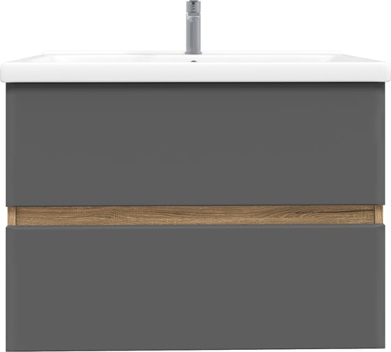 Изображение товара Тумба подвесная для ванной комнаты Sanstar Graffa 70 с раковиной Миранда 70 (комплект) Дуб вотан, графит софт 452.1-1.4.1.КМИР