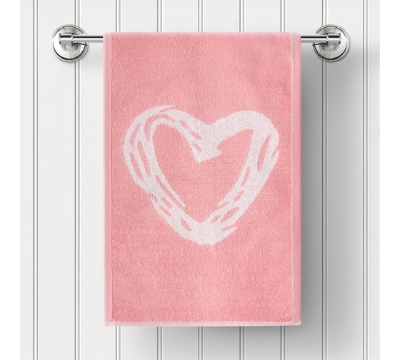 Изображение товара Полотенце Guten Morgen Ткань махровая, Фолин ин лав, цвет: розовый (30x50 см) ПМ-ФИЛ-30-50