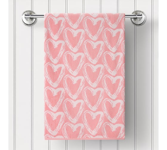 Изображение товара Полотенце Guten Morgen Ткань махровая, Фолин ин лав, цвет: розовый (70x130 см) ПМ-ФИЛ-70-130