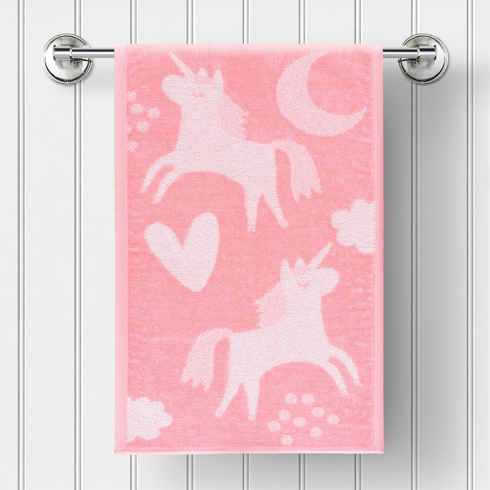 Изображение товара Полотенце махровое с Юникорн 70x130 см розовое высокого качества