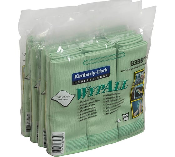 Изображение товара Микрофибра Kimberly-Clark WYPALLх 40x40 см, зеленая, 6 шт. 8396