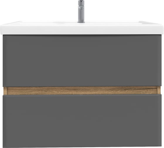 Изображение товара Тумба подвесная для ванной комнаты Sanstar Graffa 100 с раковиной Фостер 100 (комплект) Дуб вотан, графит софт 454.1-1.4.1.КФОС