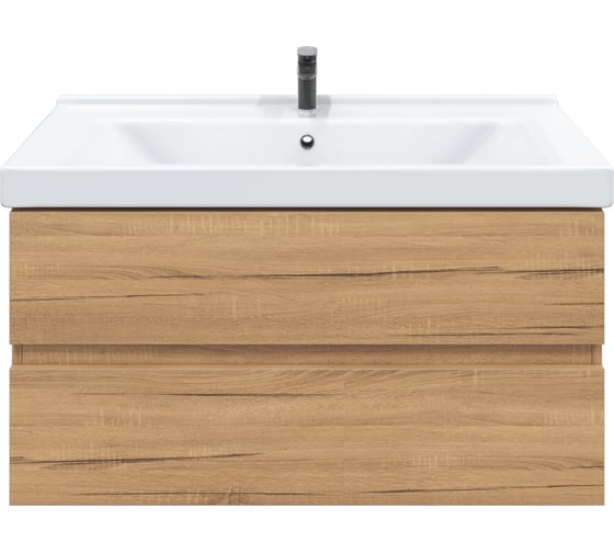 Изображение товара Тумба подвесная для ванной комнаты Sanstar Lavanti 100 с раковиной Миранда 100 (комплект) Дуб вотан 442.1-1.4.1.КМИР