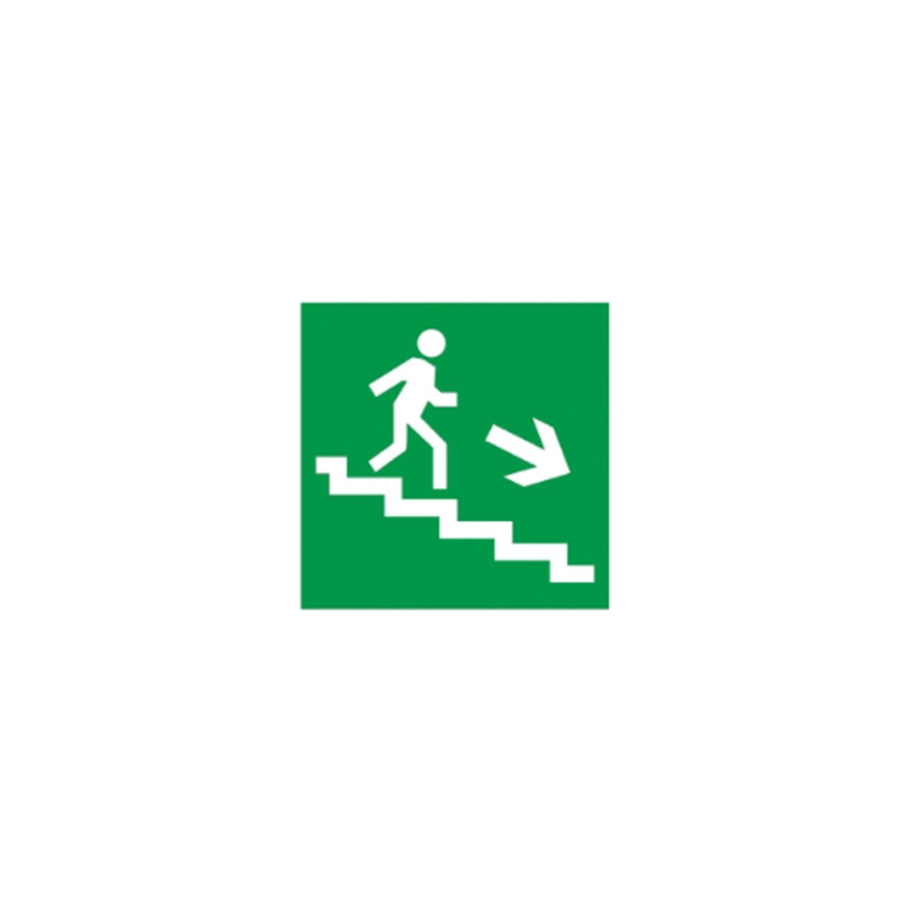 фото Самоклеящаяся этикетка iek направление к эвакуационному выходу по лестнице, 150x150 мм ypc30-150nev-lnaprvn