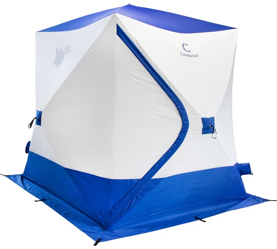 Изображение товара Палатка зимняя Следопыт куб Long 2.15x1.8 м, S по полу 3.8 кв.м, 3 слоя, синий/белый PF-TW-38