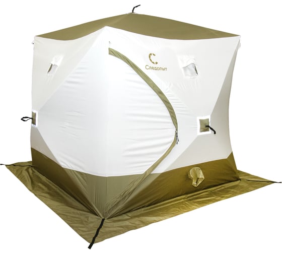 Изображение товара Палатка зимняя Следопыт куб Premium Long 2.35x2.0 м, S по полу 4.7 кв.м, 3 слоя, оливковый/белый PF-TW-39