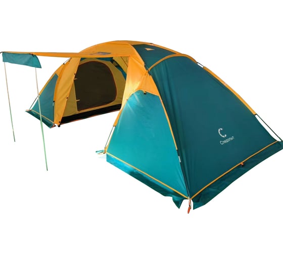 Изображение товара Палатка летняя кемпинговая двухслойная Следопыт YUKON-4 с 2 входами, 4-х местная, 470x240x190 см PF-TSS-08