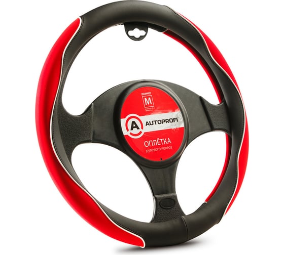 Изображение товара Оплётка руля AUTOPROFI материал софт-тач AP-2021 BK RD M