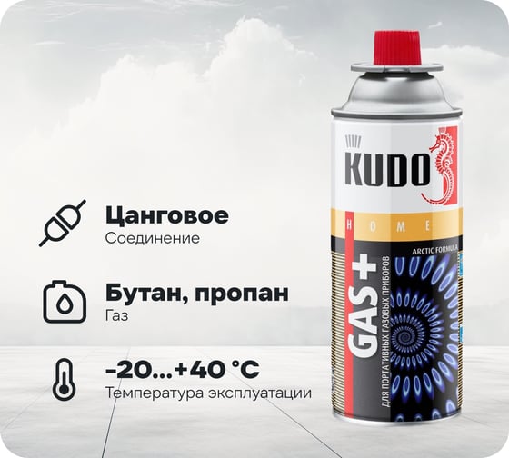 Изображение товара Газ универсальный для портативных газовых приборов KUDO 0.22 кг KU-H403