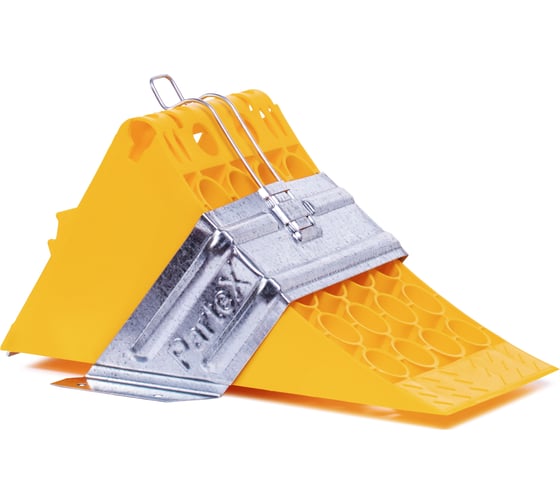 Изображение товара Противооткатный пластиковый комплект упор Partex 160 мм, желтый, кронштейн для упора НФ-00003305