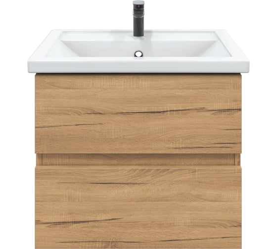 Изображение товара Тумба подвесная для ванной комнаты Sanstar Lavanti 60 с раковиной Фостер 60 (комплект) Дуб вотан 439.1-1.4.1.КФОС