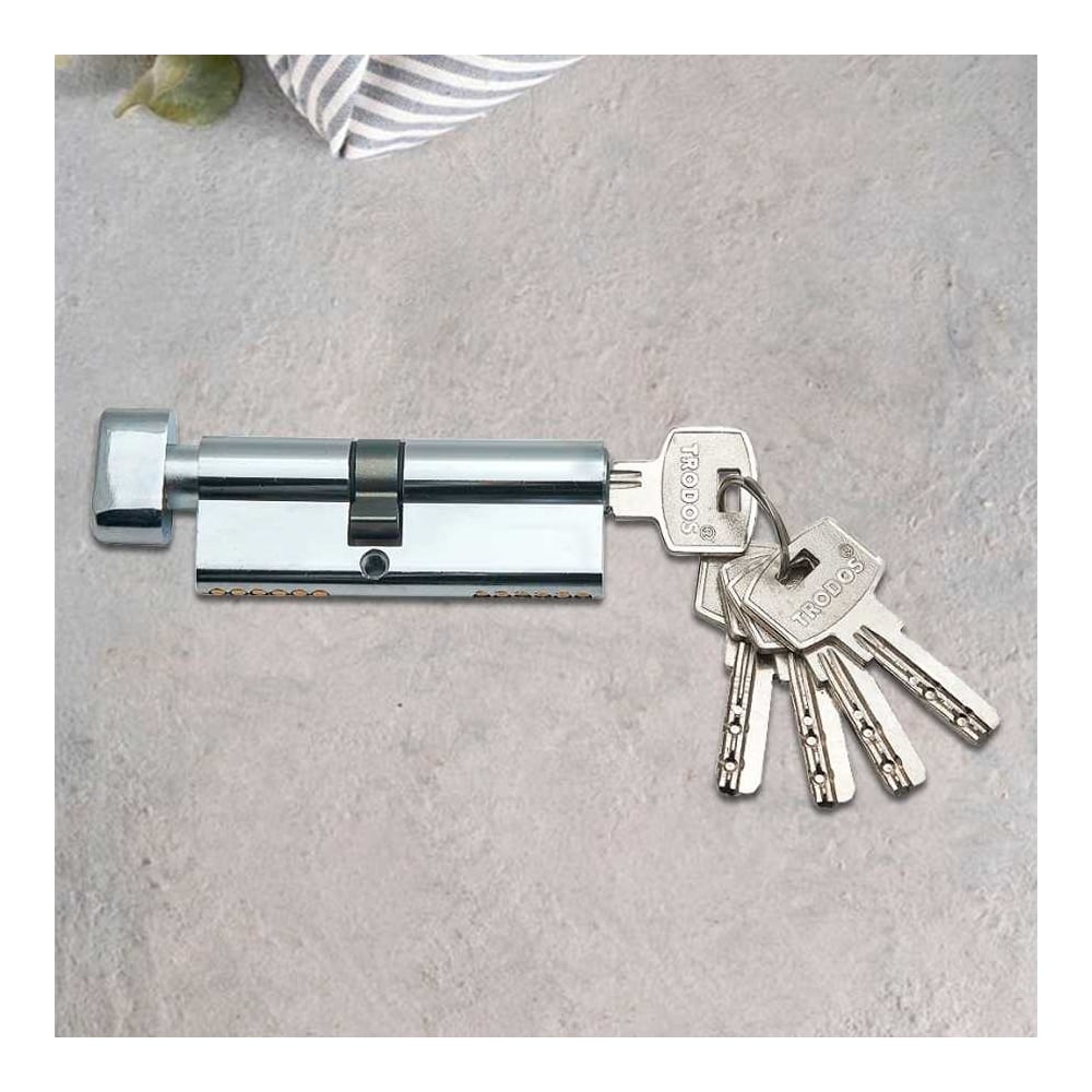 Изображение товара Цилиндровый механизм Trodos ЦМВП 9040в/50 сплав ЦАМ 5 ключей хром прочный надежный