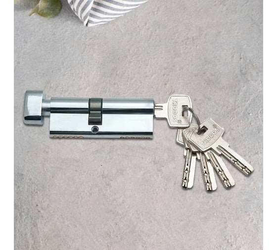 Изображение товара Механизм цилиндровый Trodos ЦМВП 9040в/50 сплав ЦАМ 5 ключей, хром 208121