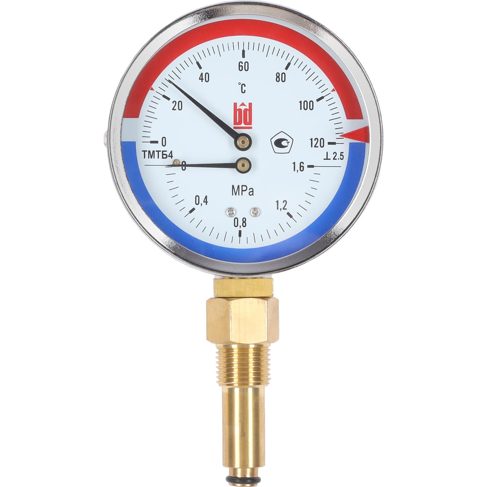 Изображение товара Термоманометр BD ТМТБ БД 41Р (0-120°C, 1,6 МПа, G1/2, кл 2,5)