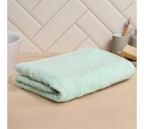 Изображение товара Полотенце махровое жаккардовое LoveLife Flowers 50x90 см, мятный, 100% хлопок, 500 гр/м2 9628257