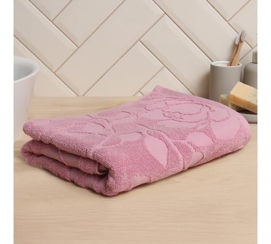 Изображение товара Полотенце махровое жаккардовое LoveLife Flowers 50x90 см, розовый, 100% хлопок, 500 гр/м2 9628256