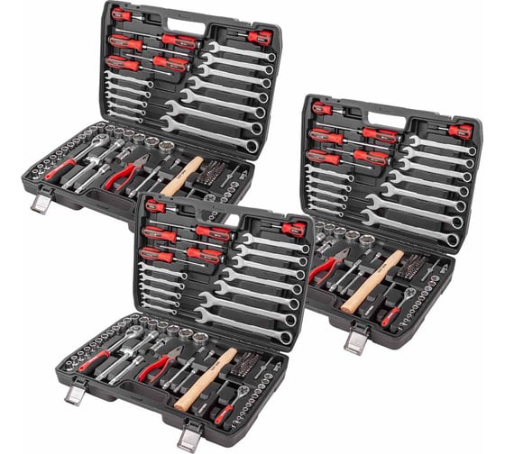 Изображение товара Набор инструментов BaumAuto (3 комплекта) 106пр. 1/4'' 1/2'' (6гр.)(5-32мм) BM-41061-5 ( 3 K-T )(58569)