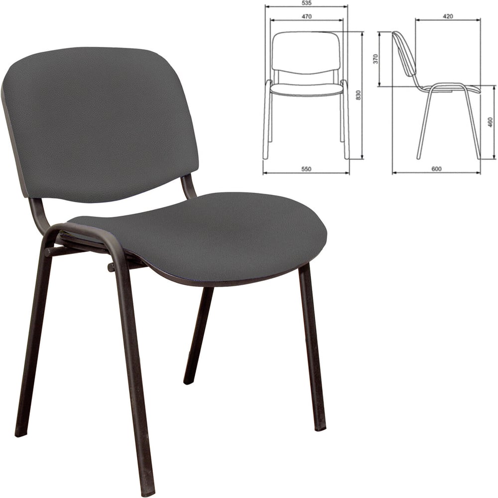 Изображение товара Офисный стул Изо с кожзамом серый черный каркас без сборки