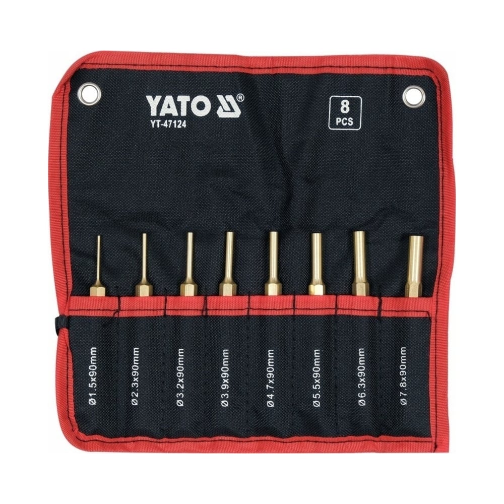Изображение товара Набор параллельных латунных пуансонов YATO 8 шт с сумкой YT-47124
