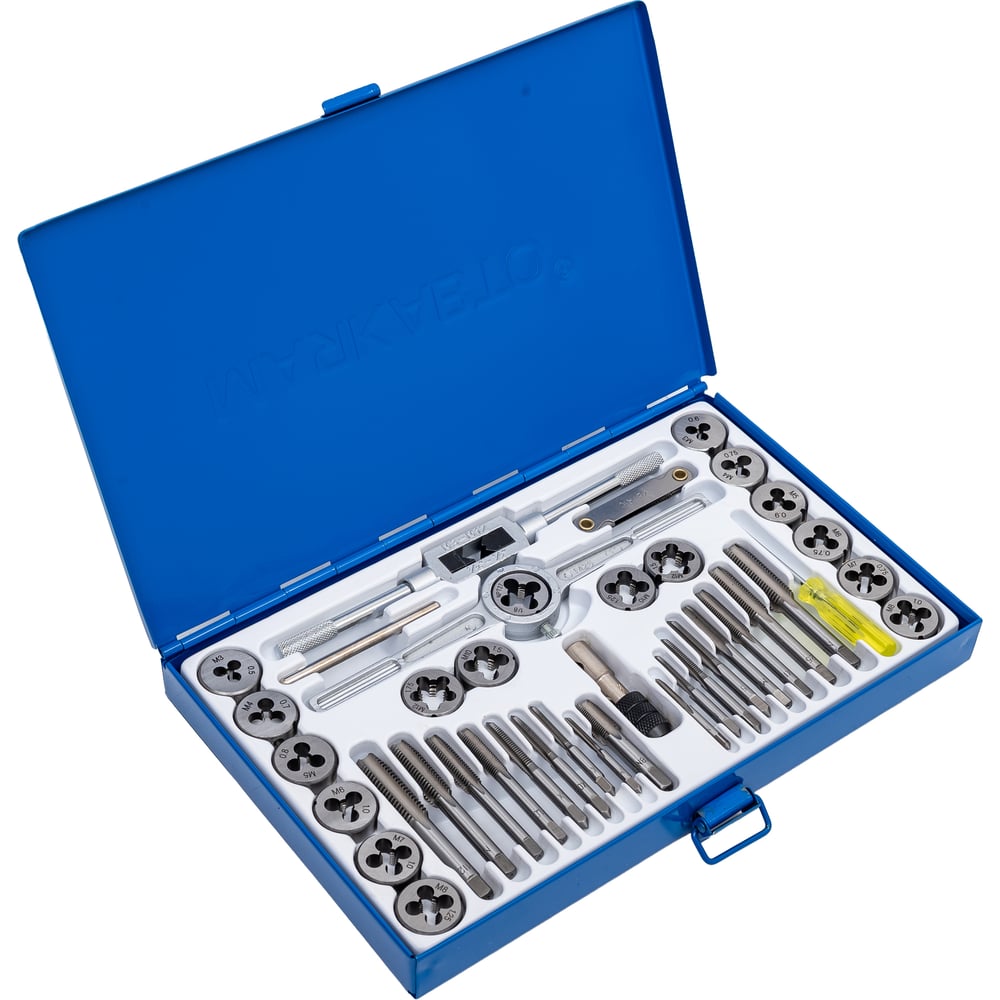 Изображение товара Набор метчиков и плашек МаякАвто метрический 40 предметов Изображение товара Набор метчиков и плашек МаякАвто метрический 40 предметов