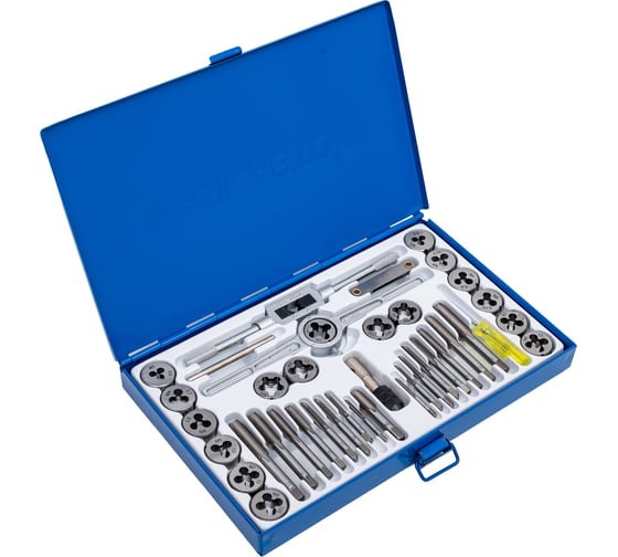 Изображение товара Набор метчиков и плашек МаякАвто метрический, 40 предметов, подшипниковая сталь /1/10_ 5429вт