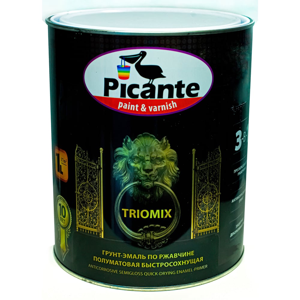 фото Грунт-эмаль по ржавчине 3в1 picante triomix полуматовая ral 6005 темно-зеленая 0,75кг 10520-6005.bb