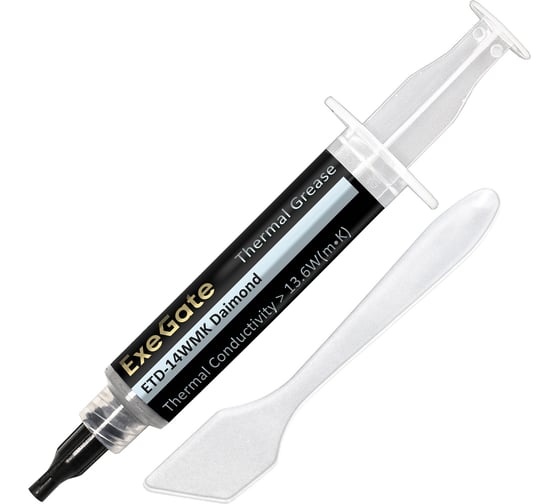Изображение товара Термопаста ETD-14WMK Diamond 13.6 Вт/(м·К), 6 г, шприц с лопаткой ExeGate 293371
