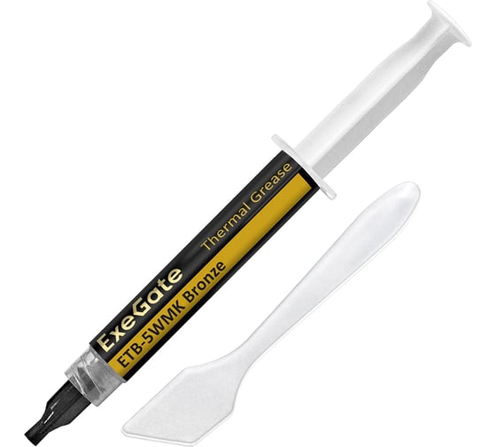 Изображение товара Термопаста ETB-5WMK Bronze 4.9 Вт/(м·К), 5 г, шприц с лопаткой ExeGate 293376