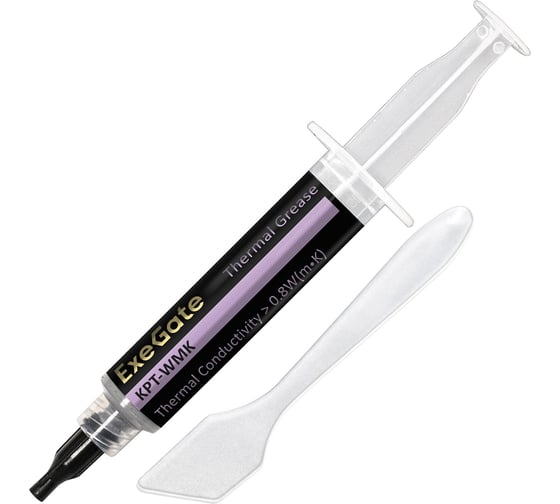 Изображение товара Термопаста KPT-WMK 0.8 Вт/(м·К), 8 г, шприц с лопаткой ExeGate 293379