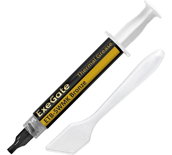 Изображение товара Термопаста ETB-5WMK Bronze 4.9 Вт/(м·К), 1.5 г, шприц с лопаткой ExeGate 293374