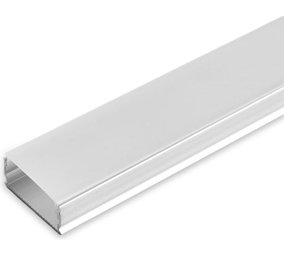 Изображение товара Профиль алюминиевый SAFFIT "накладной", серебро, SAB262 с матовым экраном, 2 заглушками, 2 крепежами в комплекте, 55248
