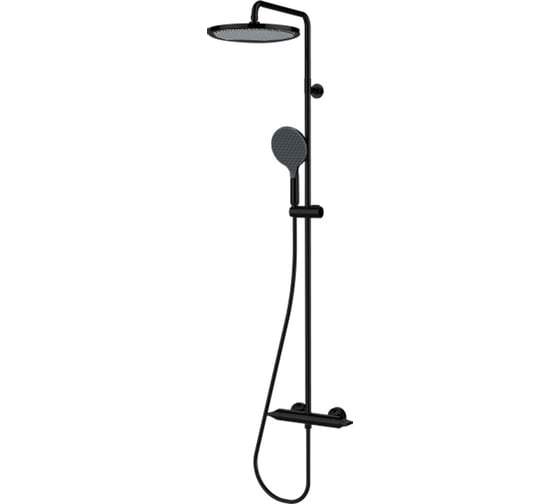 Изображение товара Душевая система Apice термостат, стойка с верхним поворотным душем, с ручным душем, черный матовый L10505.073