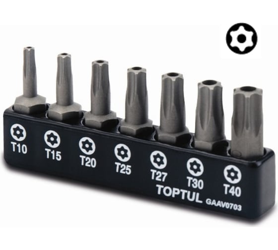 Изображение товара Набор бит TORX Т10-Т40, с отверстием, 7 шт TOPTUL GAAV0703