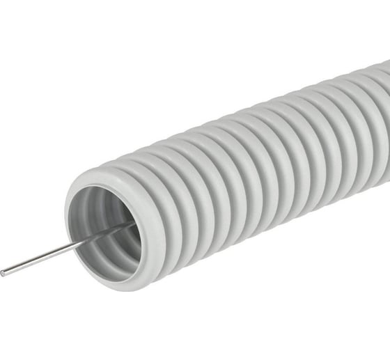 Изображение товара Труба гофрированная Netron ПВХ D16 мм., легкая, с зондом, серая 16GRPVC100