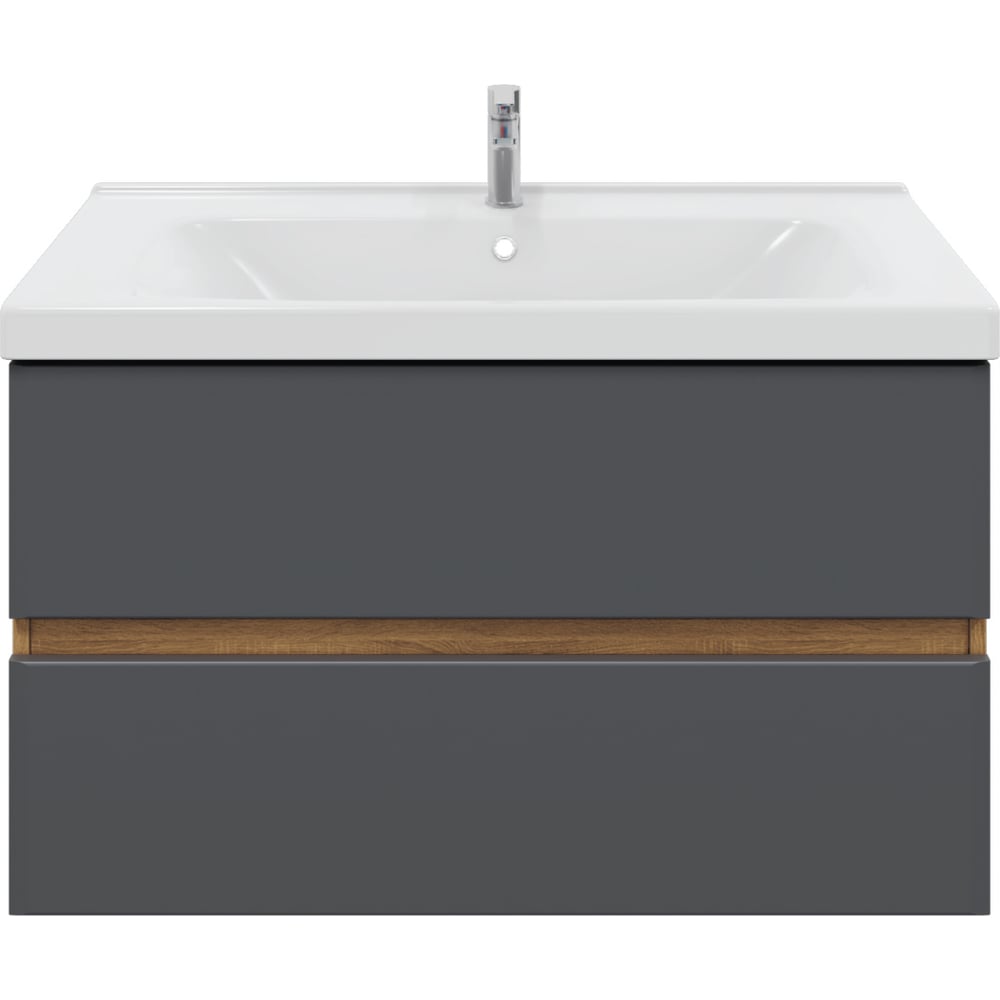 Изображение товара Подвесная тумба с раковиной для ванной Sanstar Graffa 100, грифит