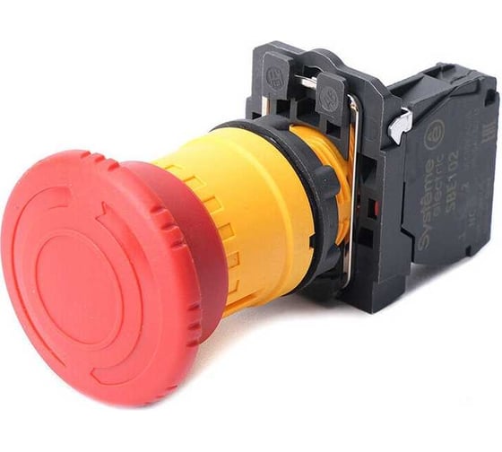 Изображение товара Кнопка аварийного останова Systeme Electric SB5 в сборе 22мм 40мм повернуть для возврата пластик 1НЗ SE SB5AS8442