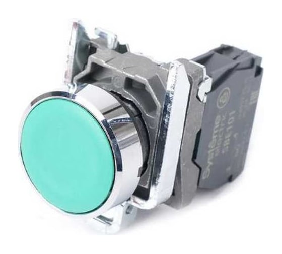 Изображение товара Кнопка модульная Systeme Electric SB4 в сборе 22мм с возвратом металл 1НО зеленый SE SB4BA31