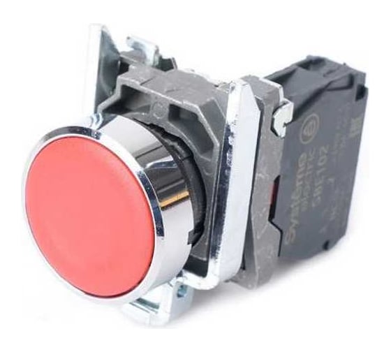 Изображение товара Кнопка модульная Systeme Electric SB4 в сборе 22мм с возвратом металл 1НЗ красный SE SB4BA42