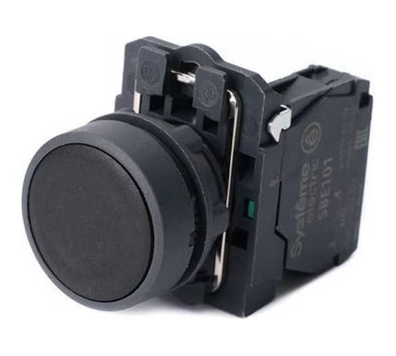 Изображение товара Кнопка модульная Systeme Electric SB5 в сборе 22мм с возвратом пластик 1НО черный SE SB5AA21