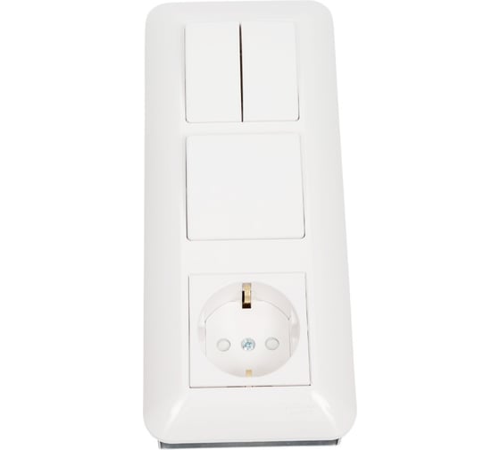 Изображение товара Блок Systeme Electric СП Blanca / Прима (розетка с заземлением + 1 клавишный + 2-клавишный выключатель) белый SE BK2VR-008A-BI