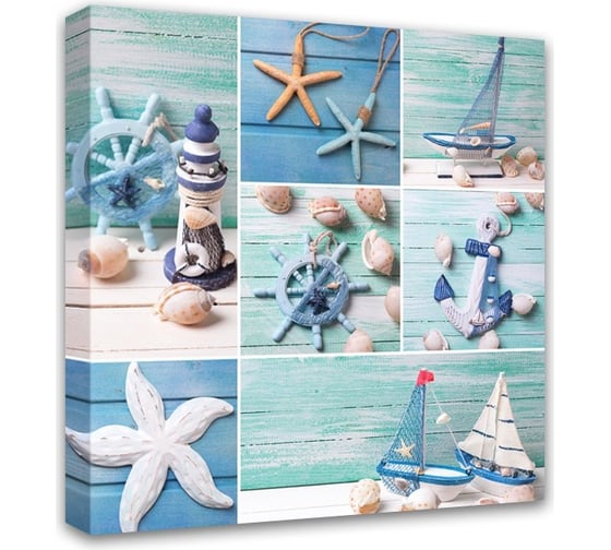 Изображение товара Картина на холсте Симфония Морской коллаж, 30x30 см 1-009