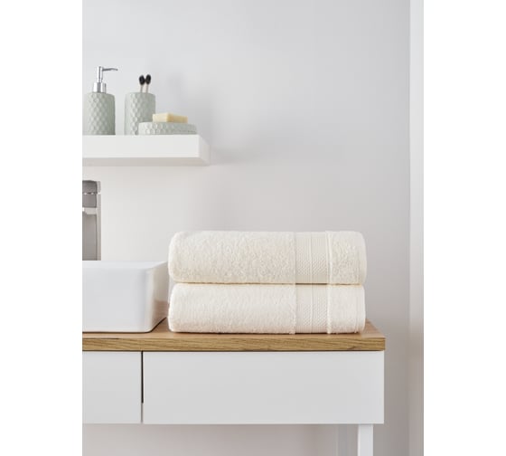 Изображение товара Полотенца махровые Guten Morgen Аликанте, Молочный (70x140 см (2 шт.)) НПМ-АлМл-70-140-2