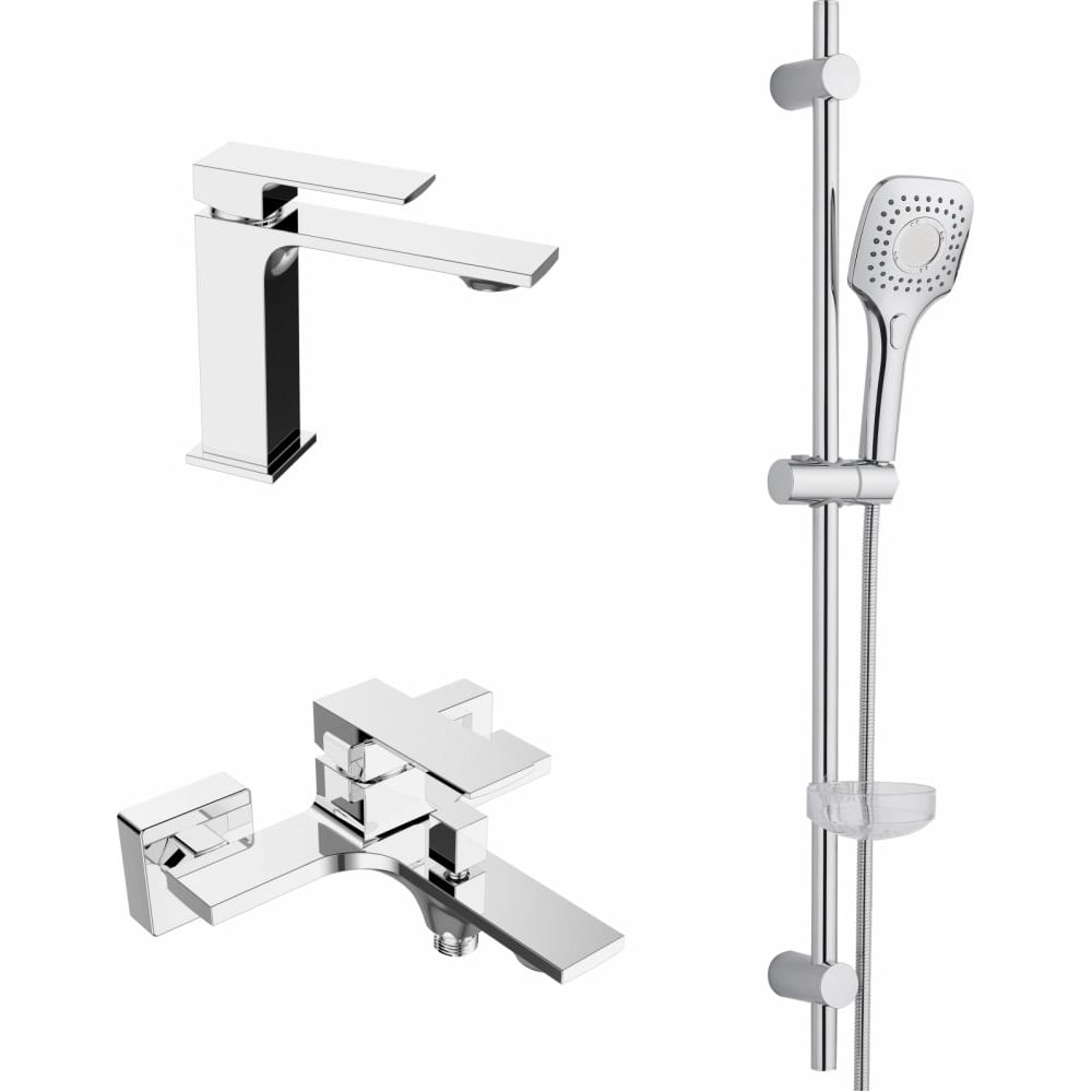 Изображение товара Набор смесителей для ванной с душевым гарнитуром ORANGE Lutz 3 в 1 хром M04-311cr