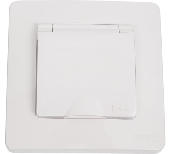 Изображение товара Розетка Systeme Electric Blanca скрытая установка Белый IP44 с заземляющим контактом со шторками,с крышкой, 16А, 250В BLNRS441111