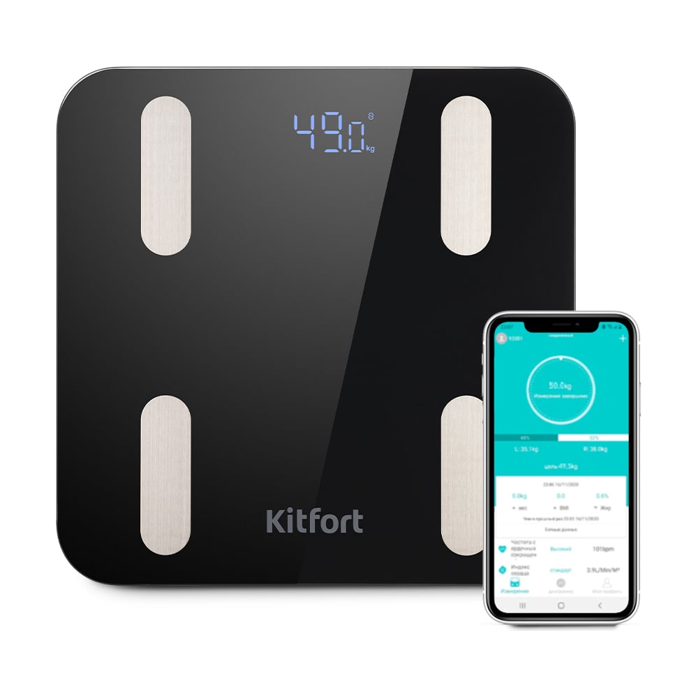 Изображение товара Напольные весы Kitfort КТ-813 с подсветкой ИМТ и жироанализатором