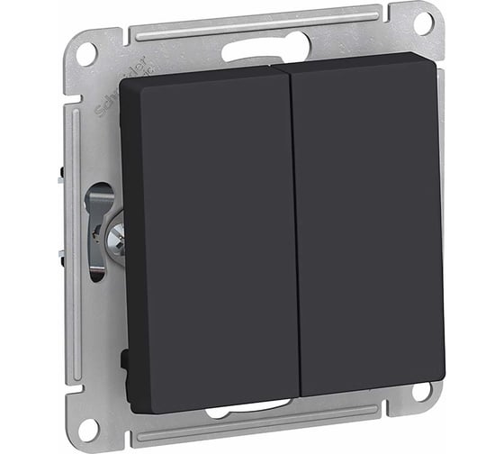 Изображение товара Переключатель Systeme Electric ATLASDESIGN, 2-клавишный, сх6, 10АХ, механизм, карбон, ATN001065