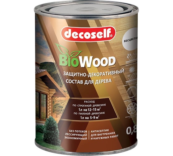 Изображение товара Лессирующий антисептик для дерева Pufas белый Decoself 0,8л тов-200292